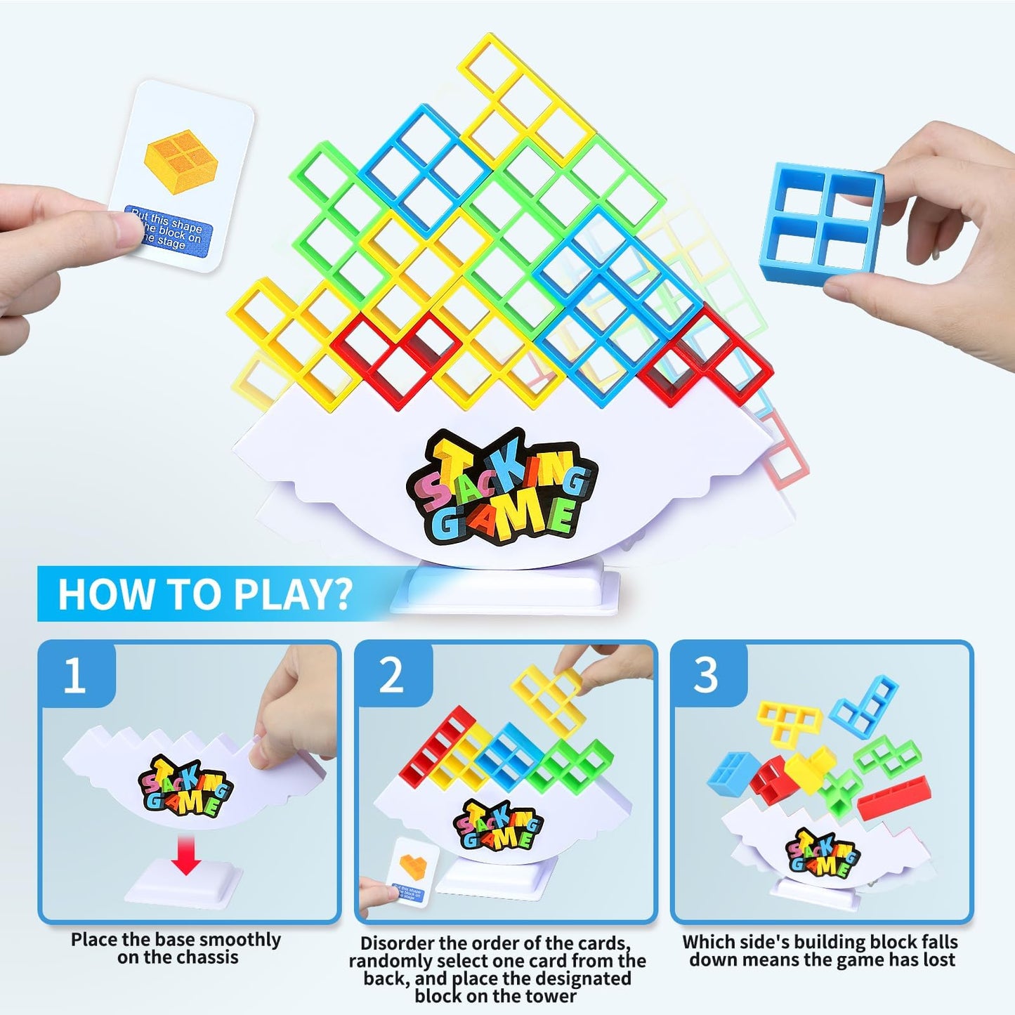 BBnote 48PCS Stack Game for mature-themed & Kids  Tetra Board Tower Games for Family Travel Party  2 Players Balance Stacking Toy  Team Toys Building Block