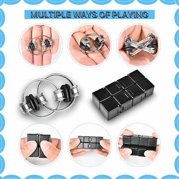 Dr.Kbder 5Pcs Fidget Toys Adults Set, Autism Sensory Pack With Figette Cube Magnetic Rings Pad Adhd Stress Relief For Kids Teen,