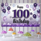 LASKYER Happy 21st Birthday Decorations,21st Purple Balloon Large Birthday Banner Backdrop Sign,Cheers to 21 Years Old Bday Part