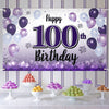 LASKYER Happy 92nd Birthday Decorations,92nd Purple Balloon Large Birthday Banner Backdrop Sign,92 Years Old Bday Party Supplies