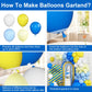 Blue Yellow Balloon Garlands, Pastel Blue Yellow White Balloon Arch Kit, 18/12/10/5 Inch Different Sizes Royal Blue Yellow Latex