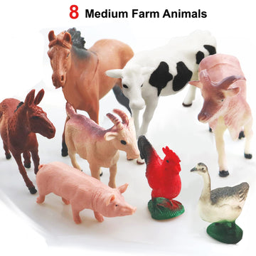 8 Pcs Big Animal Figurines Toys, Farm Realistic Plastic Animals Playset, Educational Preschool Learning Toy Playset For Kids Toddlers