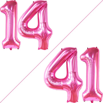 Katchon, Hot Pink 14 Balloon Numbers - Giant, 40 Inch | Hot Pink 14 Birthday Balloons For Hot Pink 14Th Birthday Decorations For Girls | Hot Pink 14 Balloons | Pink 14 Birthday Decorations For Girls