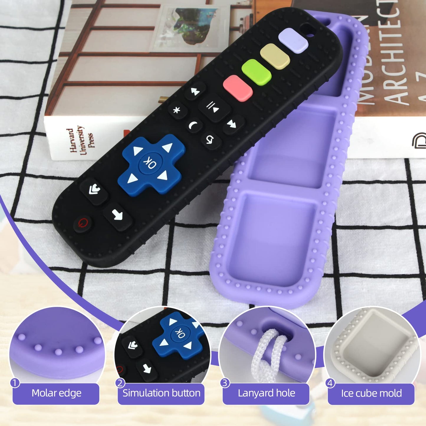 Chuya Silicone Baby Teether Chew Toy For Babies 0-6 Months 3-24 Months, Teething Relief Baby Toys For Infants Remote Control Shape (3 Pack)