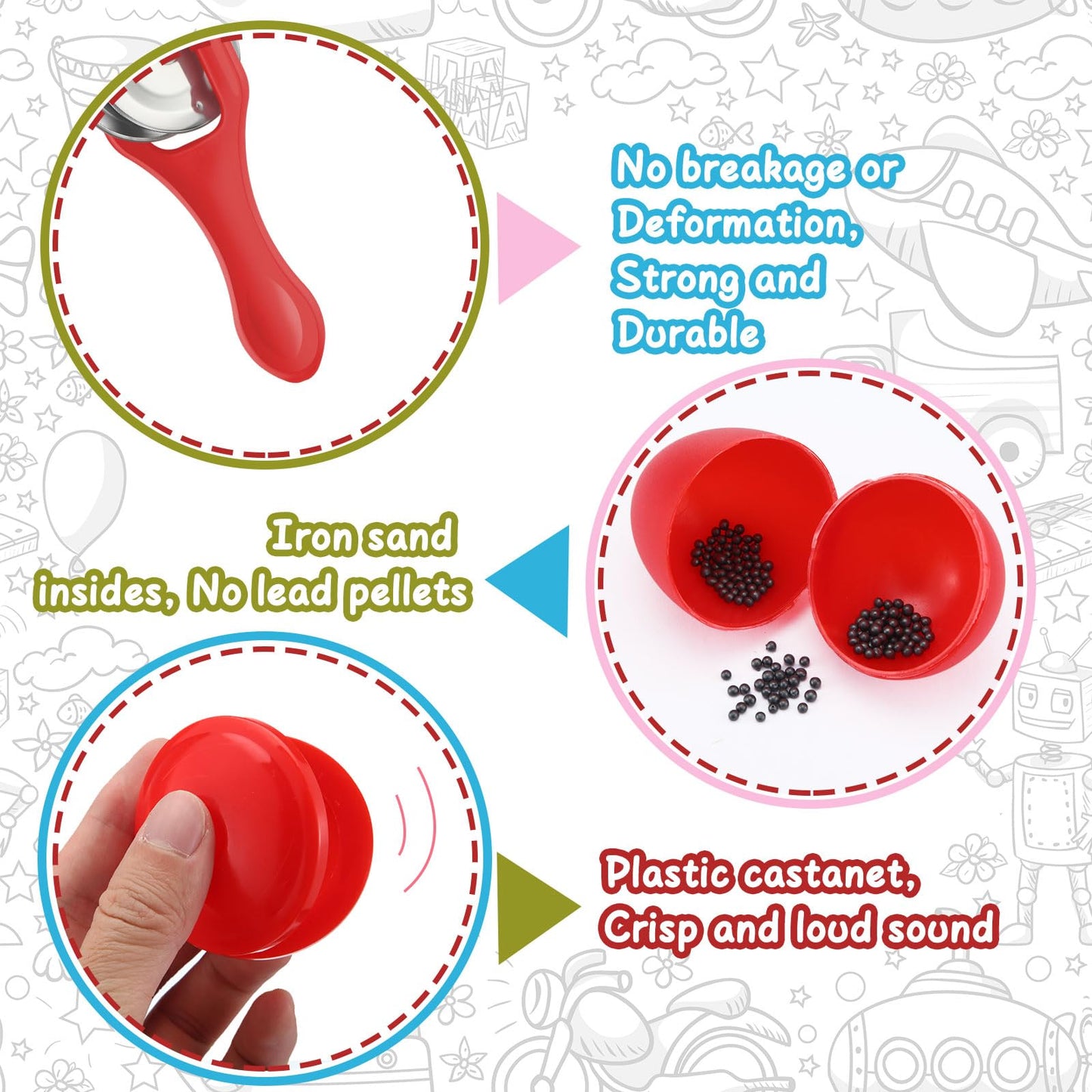 Silipull 72 Pcs Shaker Musical Instruments For Kids, Egg Shaker, Wrist Hand Band Bells, Maracas Shakers, Percussion Tambourine,