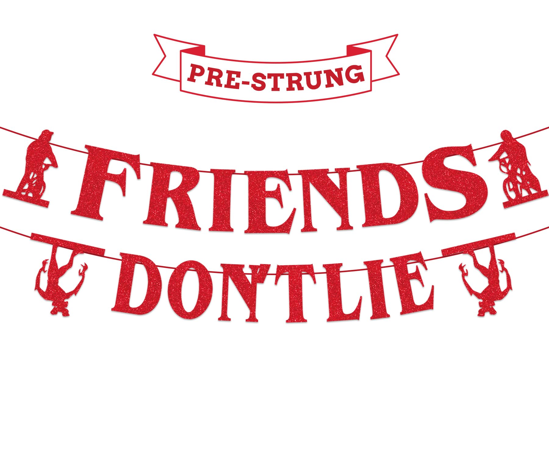 Stranger Birthday Party Decorations Red Glitter Friends Dontlie Banner Horror Theme Birthday Party Supplies for Home Room Wall 