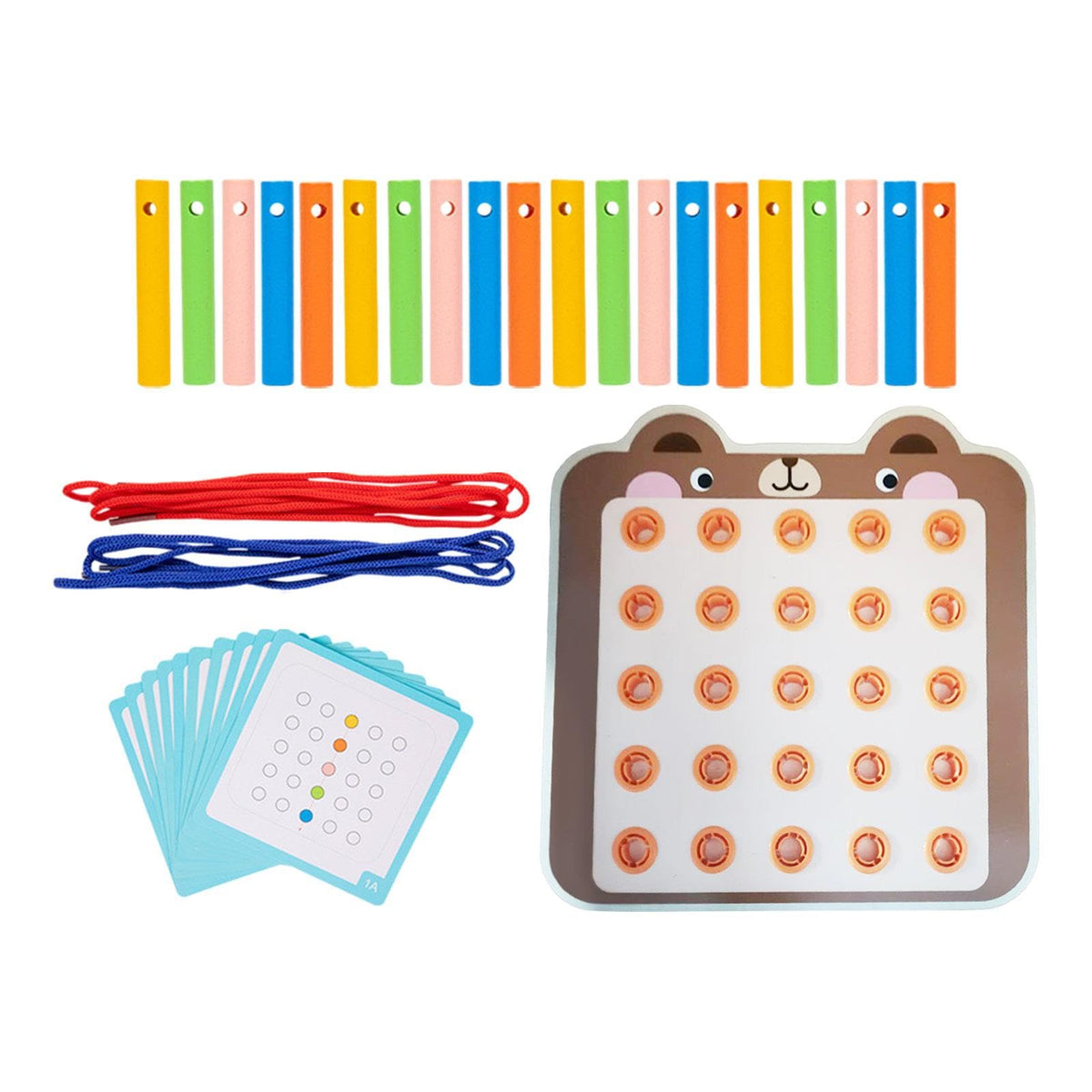 ZOOMELLA Lacing Threading Toy With Cards Travel Toy For Car Age 3 4 5 6 Airplane Bear