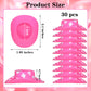 Yuronam 30 Pcs Plastic Mini Western Cowboy Cowgirl Hats Miniature Hats for Crafts,Party,Dollhouse Decoration (Pink with White Sp