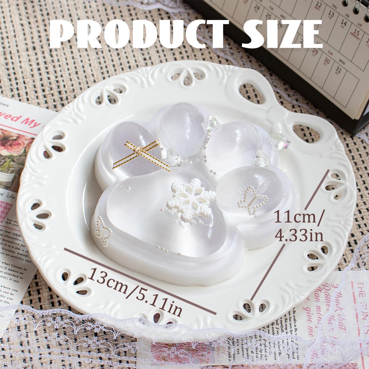 5.1 Inch Big Handmade Taba Cat Paw Squishy Toys  Soft White Cat Paw Squeeze Toy for Stress Relief  Large Funny Sensory Fidget Squishies Suitable for mature-themeds Kids