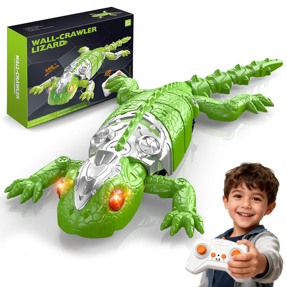 pisanapte RC Wall Climbing Gecko,Glow in The Dark Wall Climbing Toy,Fun Prank & Climbing Toy for Boys & Girls Ages 3, 4, 5, 6, 7