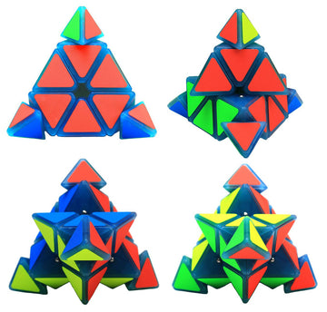 Tanch Fluorescent Pyramid Speed Cube Glow In The Dark Triangle Cubes Puzzle Luminous Magic Cubes Blue