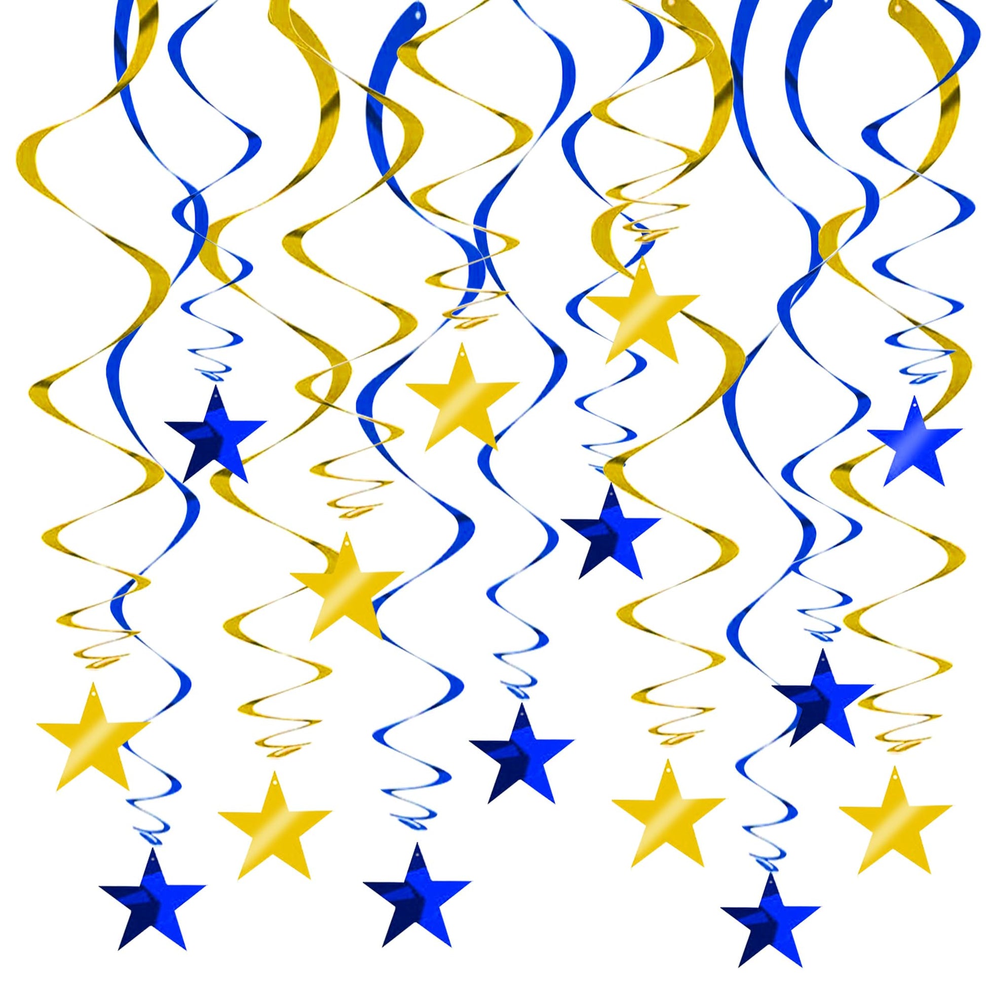 BEISHIDA Blue Gold Stars Hanging Swirls Graduation Hanging Ornament Decorations for Birthday Party Baby Shower Congrats Grade 20