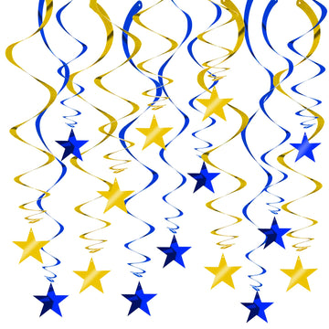 BEISHIDA Blue Gold Stars Hanging Swirls Graduation Hanging Ornament Decorations for Birthday Party Baby Shower Congrats Grade 20