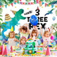 Iiiluyot Dinosaur Birthday Backdrop Three Rex, Dinosaur 3Rd Birthday Background T-Rex Dinosaur Birthday Party Supplies Birthday
