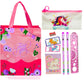 8pcs birthday return gift for kids, party favors, give away stationeries pouch pencil scale eraser with goodies bag with handle 