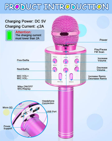 Dodosky Gifts For Girls Age 4-12, Karaoke Microphone Gifts For 4 5 6 7 8 9 10 11 12 Year Old Girls Toys For 4-12 Year Old Girls Birthday Gifts For 3-10 Year Old Girl - Purple