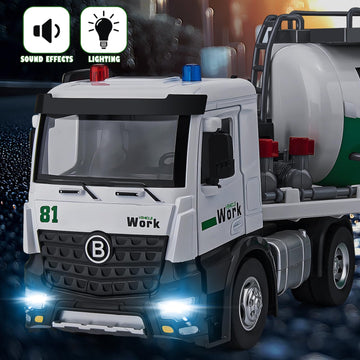 Hapyad Semi Truck Toy For 3 4 5 6 7 Years Old Boys Toddlers, Large Tanker Truck With Metal Cab, Lights And Sounds, Working Water