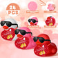 Chivao 24 Pcs Valentine Rubber Ducks With 24 Sunglasses And 24 Heart Gift Card Rubber Ducky Bath Toy Heart Ducks For Birthday Pa