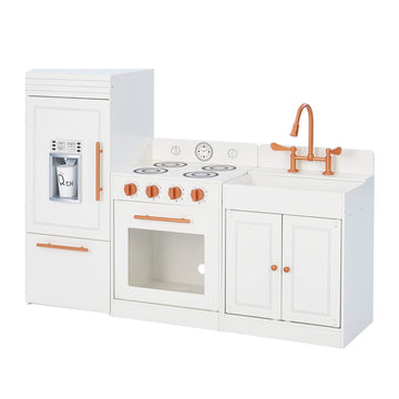 Teamson Kids Little Chef Paris Modular Contemporary Interactive Wooden Play Kitchen with Refrigerator, Oven, Sink, and Storage S