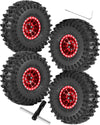 RCHuiWow 1.0'' Beadlock RC Wheels and Tires for 1/18 TRX4M,1/24 Axai1 SCX24 RC Crawler,1.0 Beadlock Tires w/Alloy Aluminium Whee