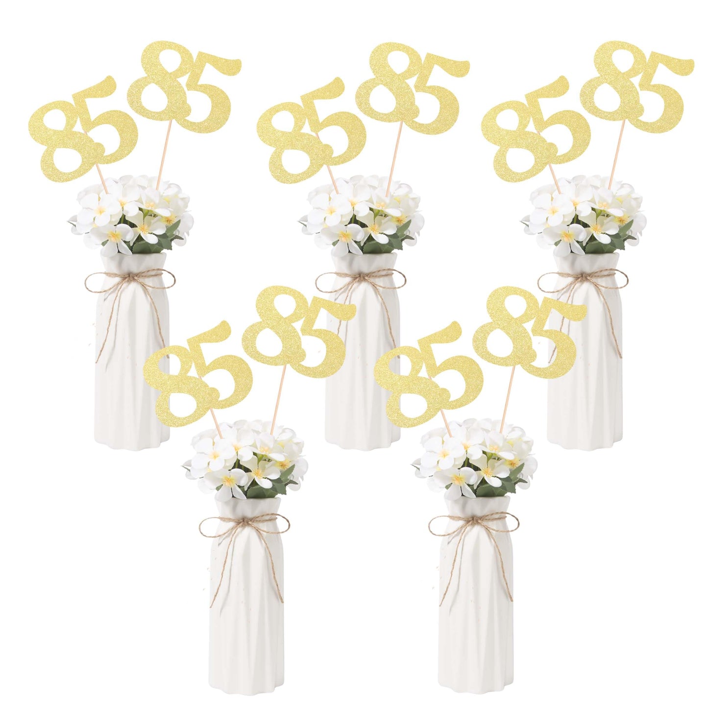 Gexolenu No 85, 10 Pack Double-Sided Gold Glitter 85Th Birthday Centerpieces For Tables, Number 85 Birthday Table Toppers Party