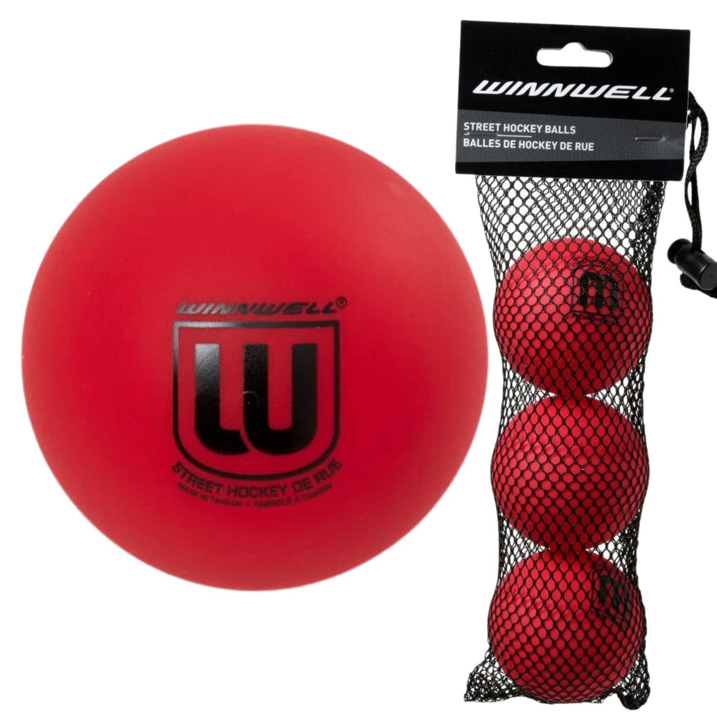 Winnwell Sports Street Hockey Balls - Indoor/Outdoor Balls for Road Roller Street Hockey Games & Matches with Storage Bag