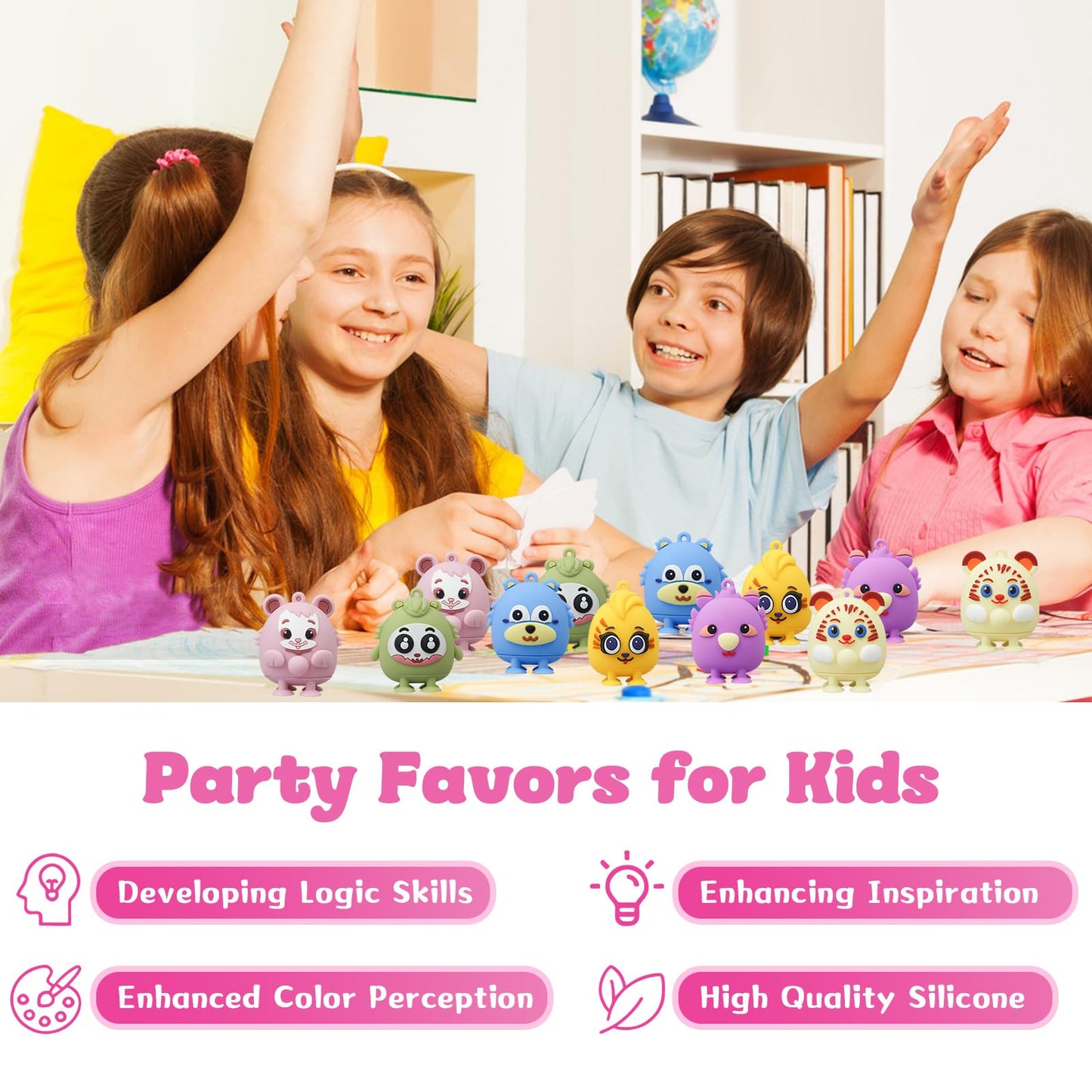 12 Pack Animal Pop Balls Party Favors for Kids,3D Pop Balls Fidget Toys,Birthday Easter Gifts for Boys & Girls,Goodie Bag Stuffe