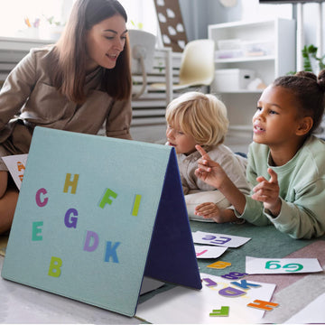 CHEFAN Foldable Felt Board for Toddlers FreeStanding Flannel Board for Kids as Learning Board for Preschool Classroom and Daycar