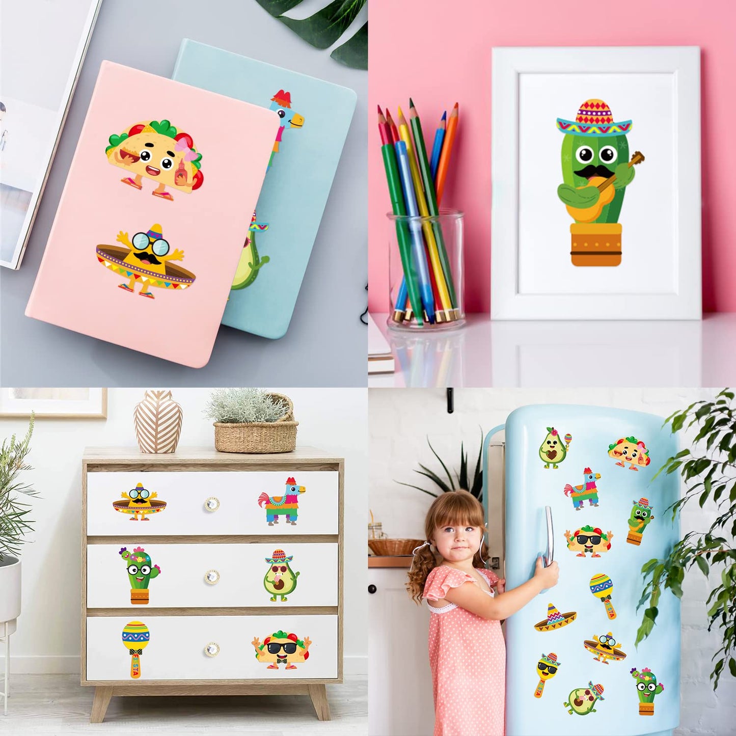 Haooryx 36Pcs Make Your Own Fiesta Stickers Sheet, Make A Face Stickers Game Mexican Fiesta Cinco De Mayo Taco Sticker Mix And Match Cactus Sticker For Kids Birthday Party Favor Gift Art Craft Rewards