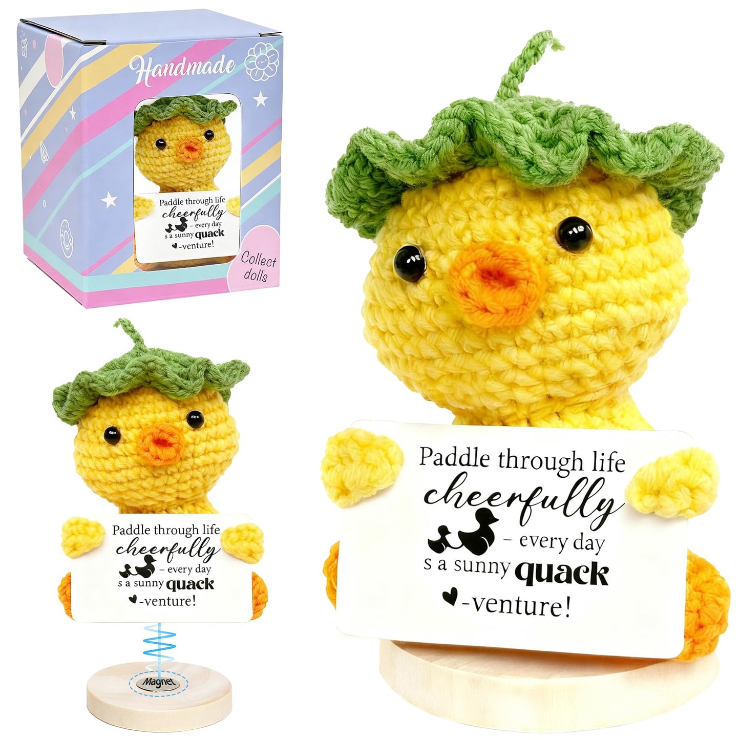 homyfort Positive Crochet Duck, for Mom, Emotional Support Animal for Friends, Birthday Gift for Boyfriend Girlfriend Wife Husba