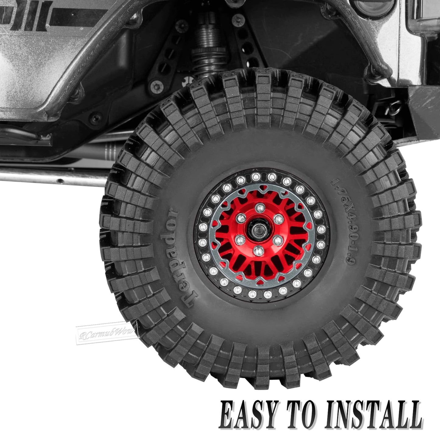 RCarmubWow RC 1.9'' Beadlock Wheels 1.9 Beadlock Rims for 1/10 SCX10 90046 AX103007 TRX4 TRX6 Gen7 8 D90 VS4-10 MST CFX RC Crawl