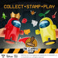Among Us Stamper Crewmate Figures With Stampers| Two Of Four 6.7-Inch-Tall + 10 Hidden Hats & Accessories| Party Favors And Playable Collectibles | Unique Impostor With Mouth Open And Pink Crewmate