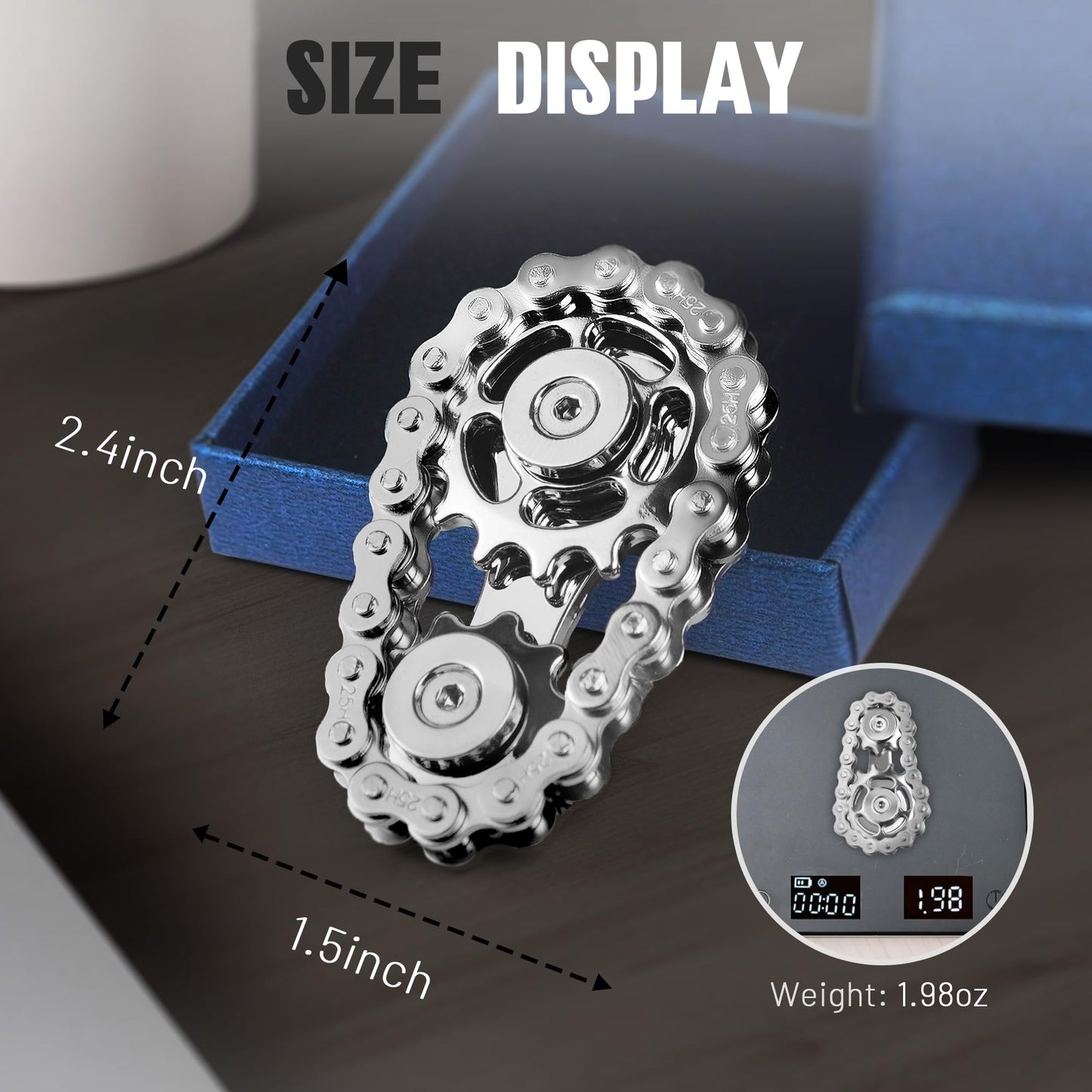 Fidget Spinners Toys For Adults Metal Figette Bike Chain Pain Stim Fidgets Toy For Teens Adhd Cool Gadgets Desk Offices Gift Anx