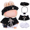4pcs Handmade 15cm/17cm Doll Clothes Outfit for Labubu Accessories (No Doll)  enhanced Clothes for Dolls with Hat  Shawl  Pants & Bag  Cute Fashion Clothes for Girls Boys Collectors (Black) AK054BK