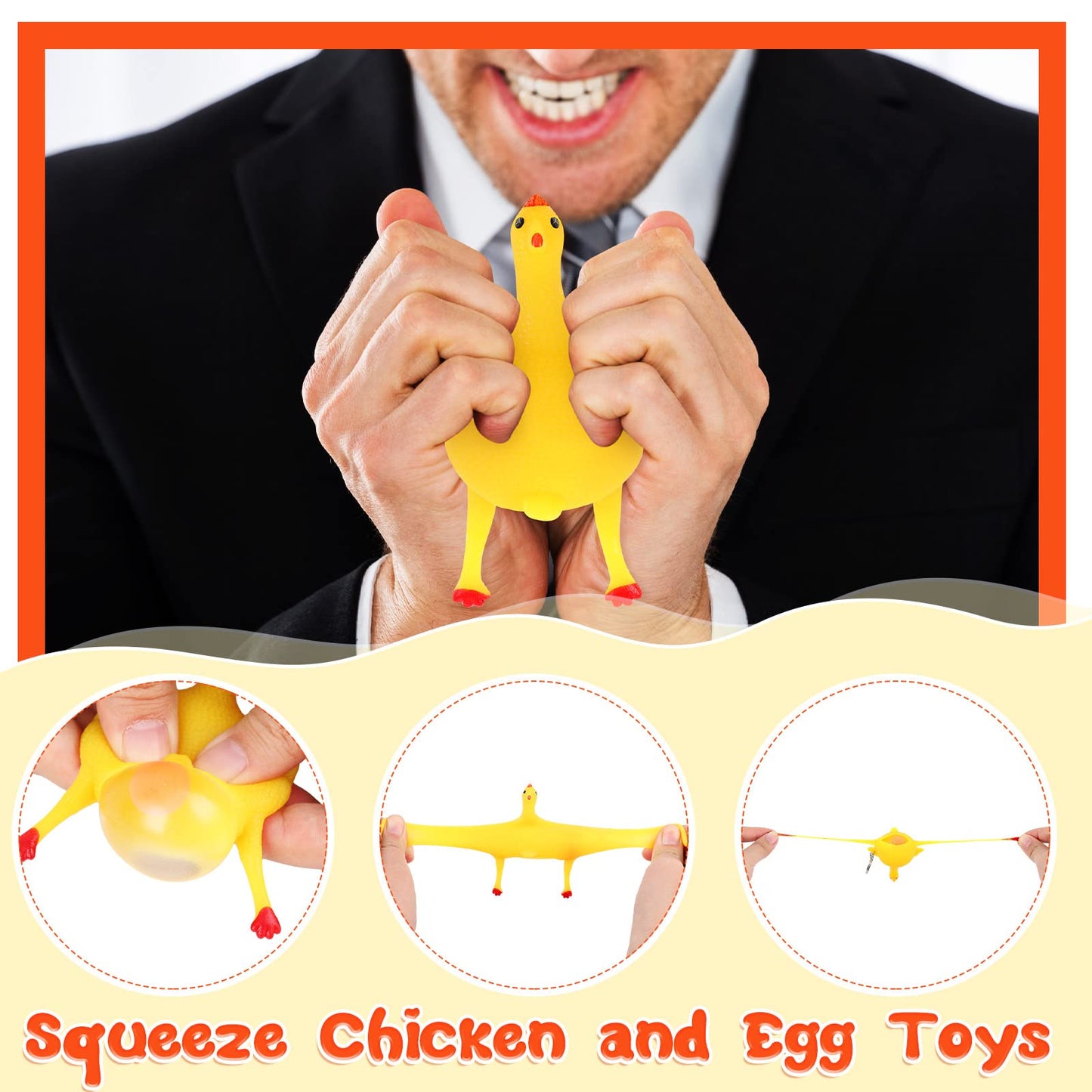 Civaner 6 Pieces 10 Cm Funny Rubber Chicken Keychain Novelty Laying Egg Chicken Stress Relief Toys For Venting Anger And Releasing Stress