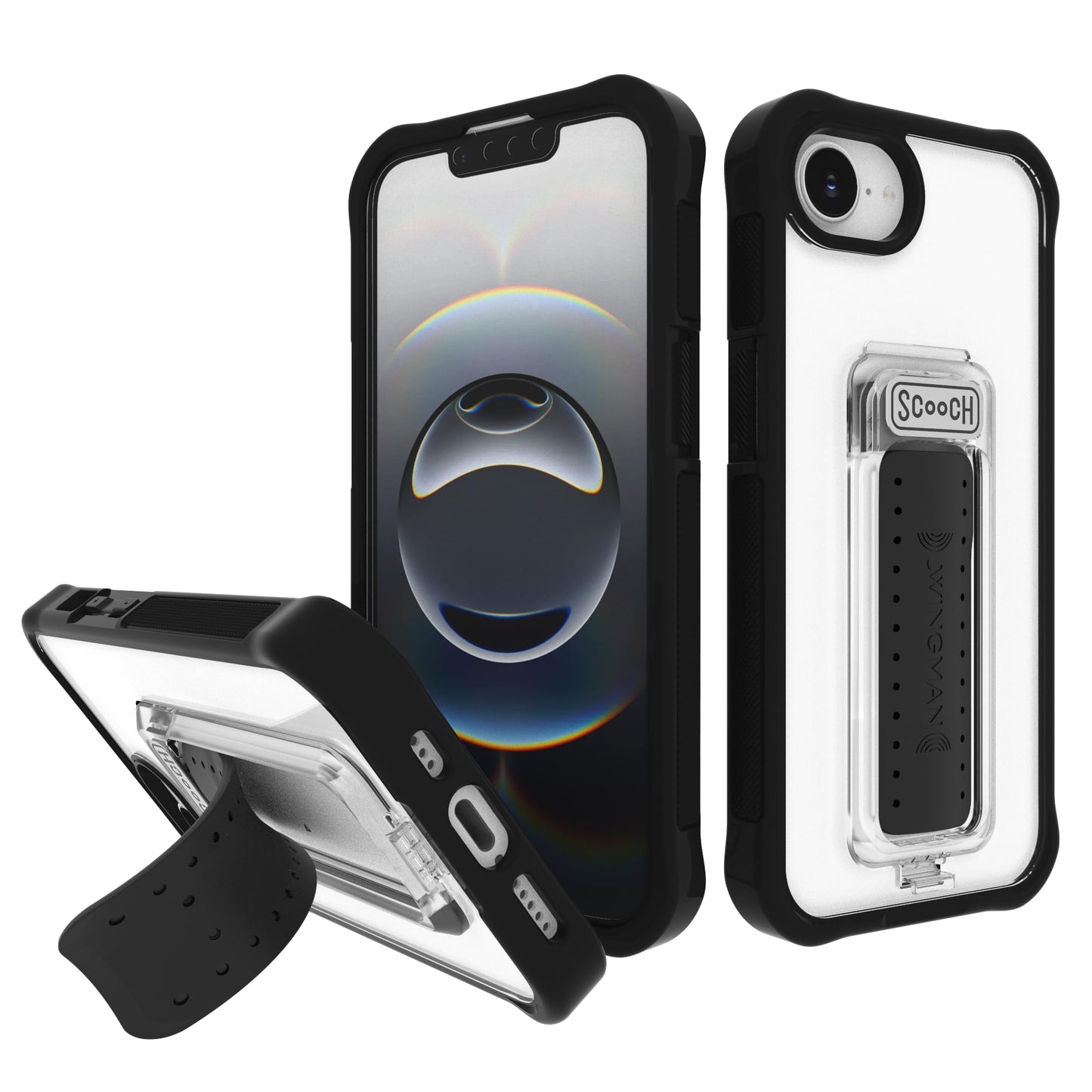 Scooch For Iphone 16E Case With Stand, Wingman 5-In-1 Kickstand Case, Military Grade Drop Protection, Pop-Out Kickstand, Grip, C