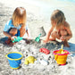 Aclarastra Collapsible Beach Sand Toys for Kids - Travel Beach Toys with 2 Collapsible Beach Buckets, Mesh Bags, Sand Molds, San