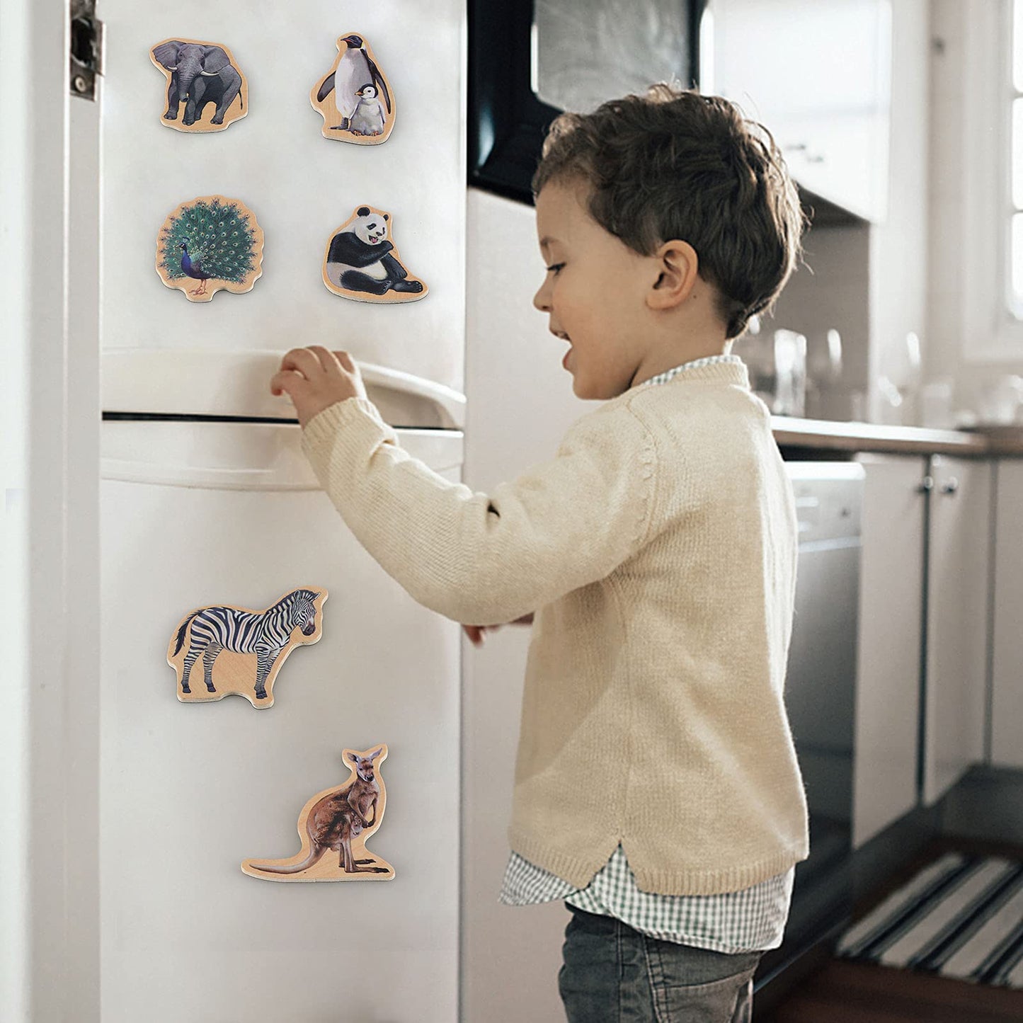 Steventoys Refrigerator Magnets For Kids Zoo Animals,Fridge Magnets For Toddlers Kids Magnets Toys Toddler Learning Developmenta