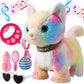 Colorful Leash Walking Cat Set Singing That Purrs And Meows Animated Plush Robot Kitten Moving Plush Realistic Stuffed Animal Remote Control Cute Kawai Robotic Kitty Toy For Girl