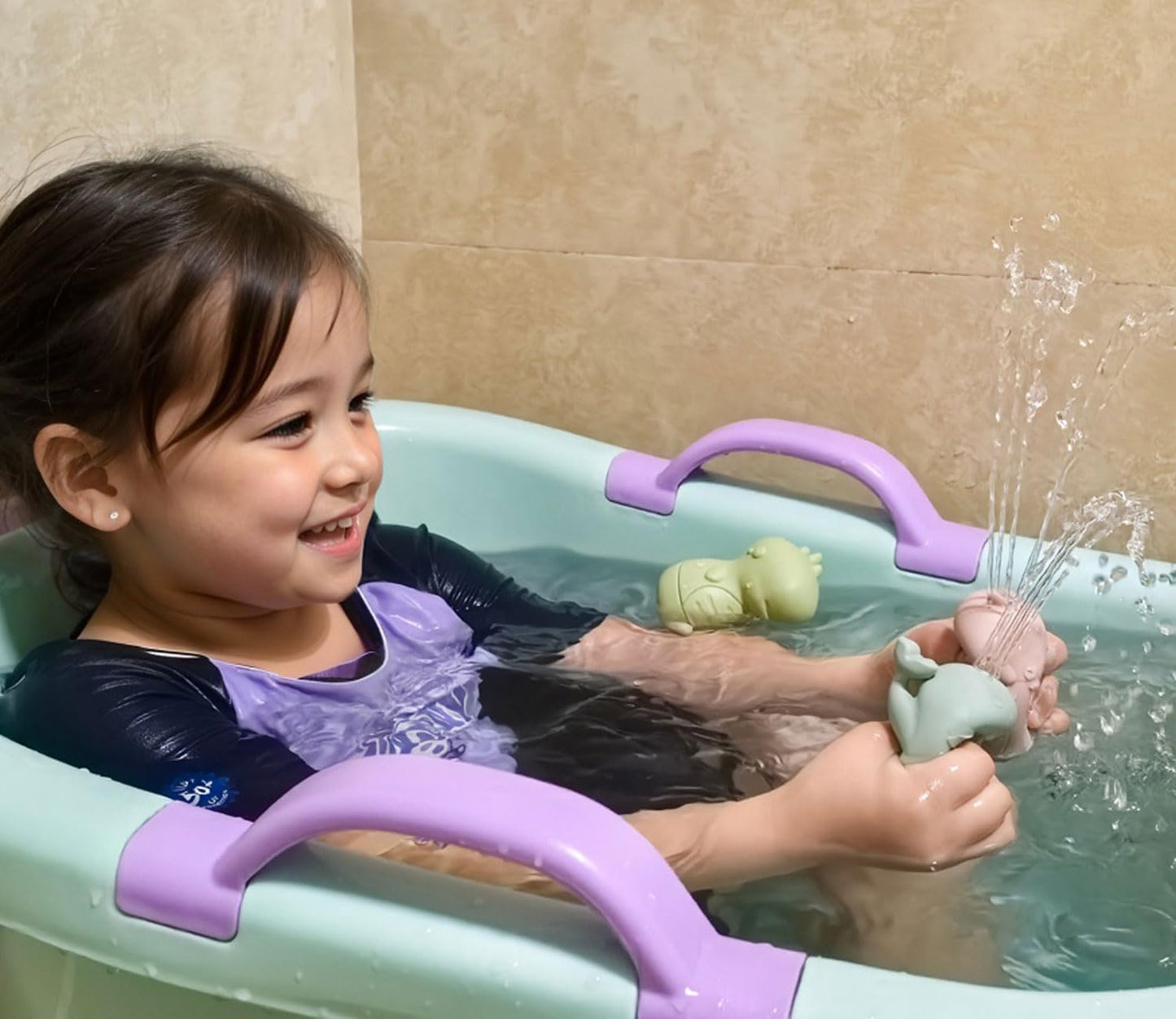 Ginbear Silicone Baby Bath Toys, Non-Toxic Mold Free Infant Squirty Bathtub Toys For Toddlers 6 Months+, Pack Of 4 (Terricolous)