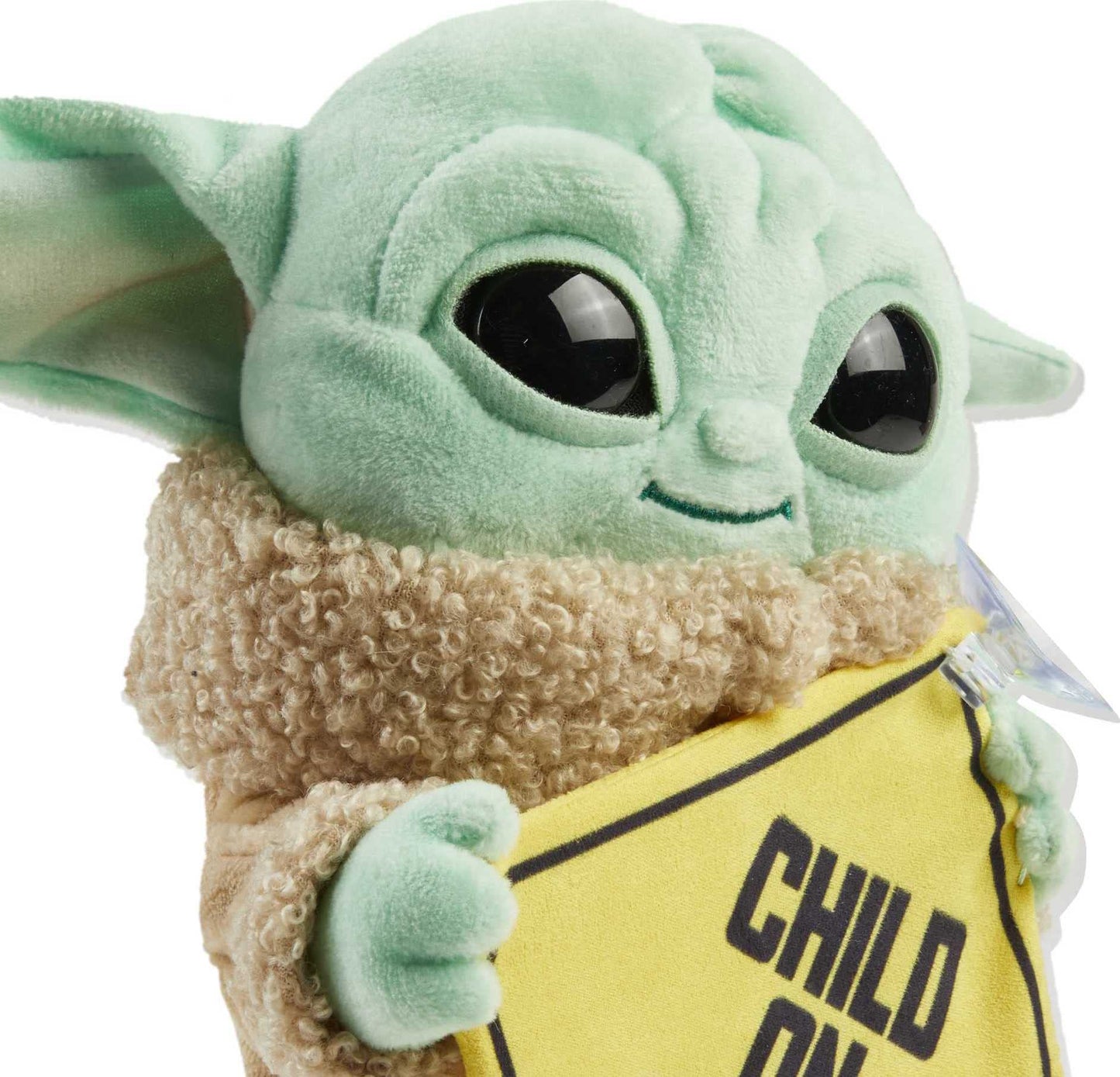 FISHER-PRICE BABY Star Wars Grogu Plush Toy & “Child on Board” Sign, 8-in Green Cuddle Character, Soft Collectible, Model GXB51