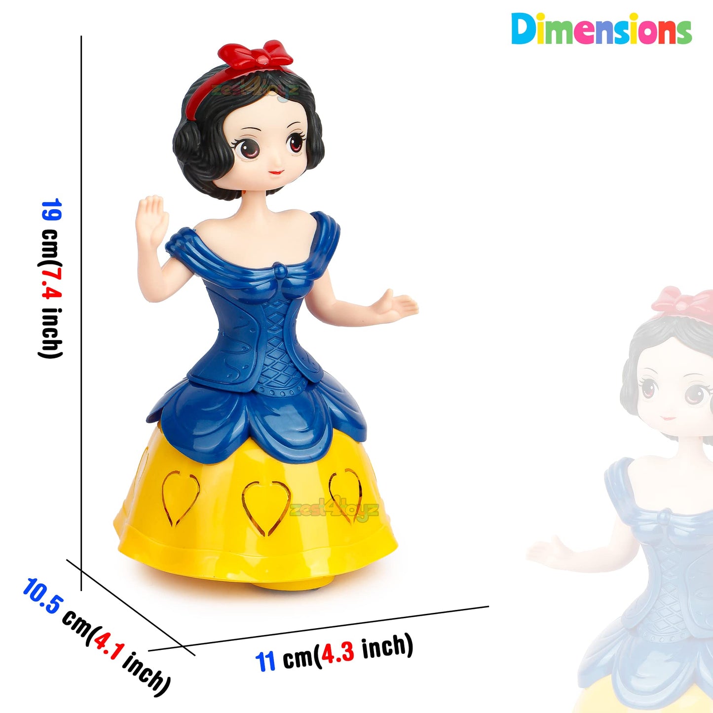 Zest 4 Toyz Musical Toys For Kids Princess Dancing Doll 360 Degree Rotating Light & Sound Toy Bump And Go Action For 1 Year Old