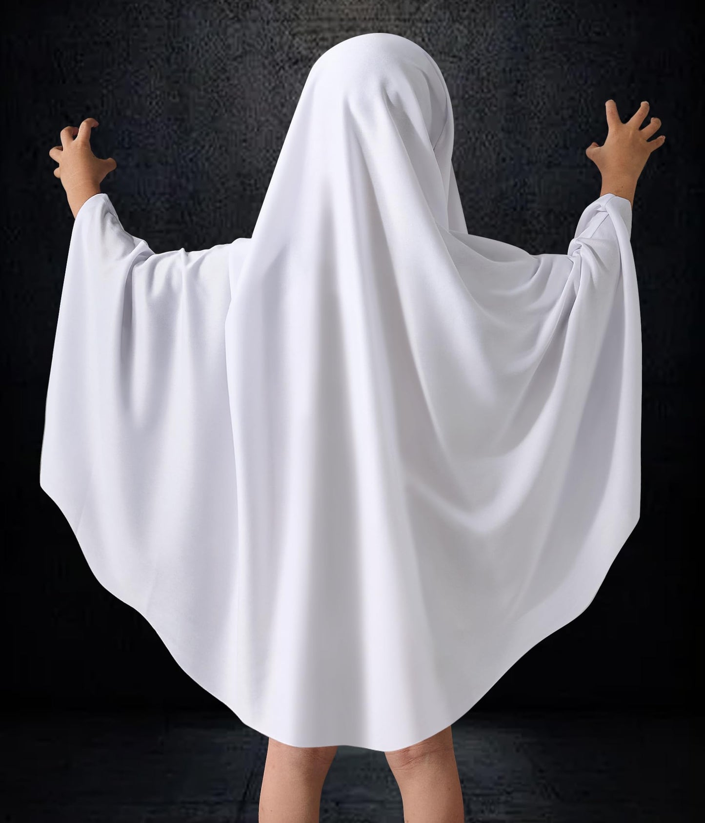 THDZS Unisex Boys and Girls Ghost Costume,Halloween Fancy Dress,White Boo Ghost Cloak Cape Cosplay Costume Halloween Costume