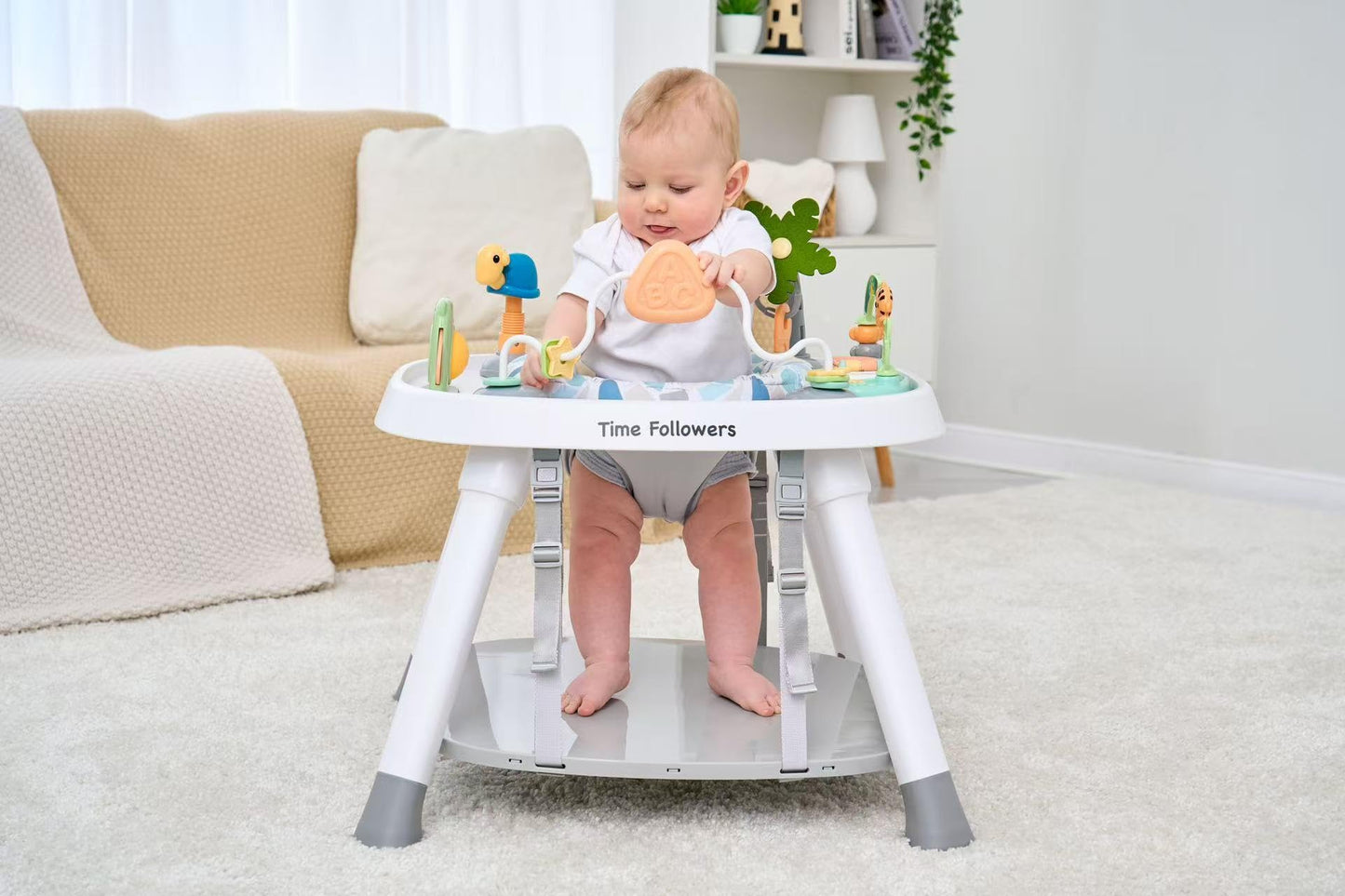 Time Followers 4-in-1 Baby Activity Center | 3 Stage Grow Stationary Standing Toddler Play Table | Tummy Time,Exersaucer, Jumper