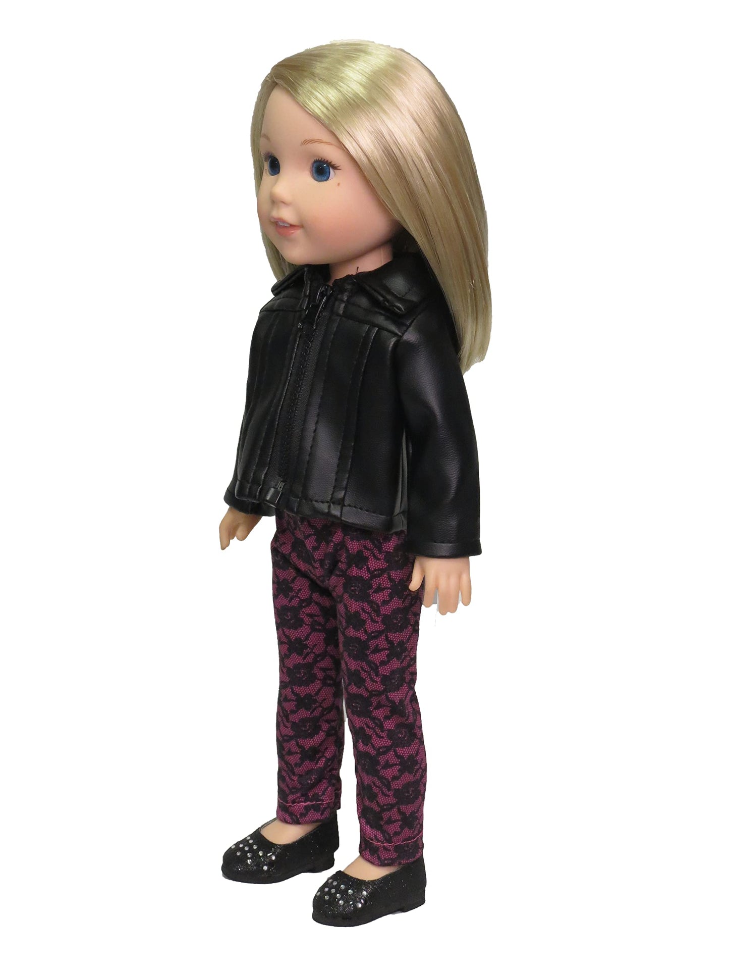 American Fashion World Leather Jacket for 14-Inch Dolls | enhanced Quality & Trendy Design | Dolls Clothes | Outfit Fashions for Dolls for Popular Brands