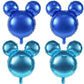 Mikimiqi 4 Pcs Mouse Head Foil Balloons, 24'' Mouse Mylar Balloon For Birthday Party Decorations Jumbo Mouse Head Aluminum Foil Balloons Party Favors Supplies (Blue)