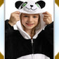 Lonulain Unisex Kids Animal Oneise Pajamas, Boys Girls Flannel Hooded Halloween Cosplay Costume/Homewear/Sleepwear (Panda,4-5 Ye