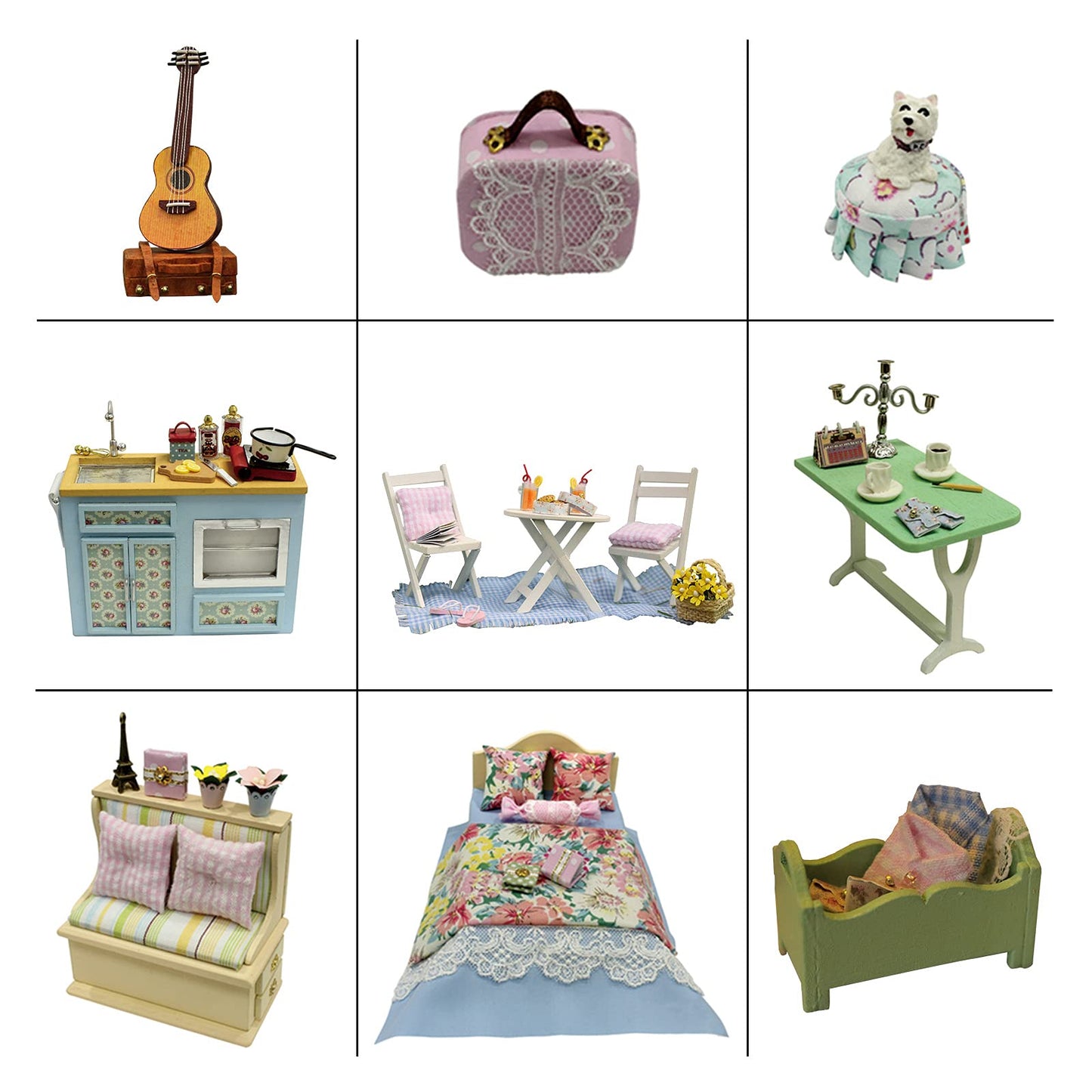 DIY Miniature Doll House Kit  CUTEROOM Caravan Doll House Kit with Furniture  Mini Wooden Dollhouse Toys for mature-themed Birthday Gift