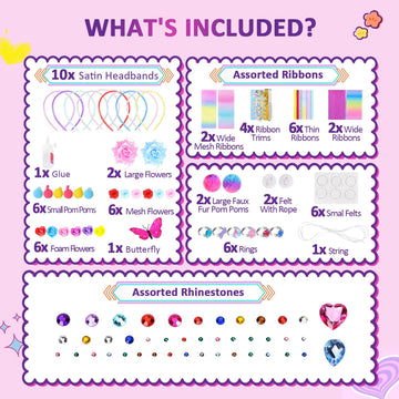 Heroange Headband Making Kit For Girls, Arts And Crafts For Kids Ages 5-7, Diy Hair Accessories Set For Girls Toys 8-12, Made Yo