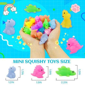 25 Pack Mochi Squishy Toys For Kids,Squishies Sensory Toys For Kids 5 To 7,Stress Relief Toys,Party Favors Mini Dinosaurs Toys S